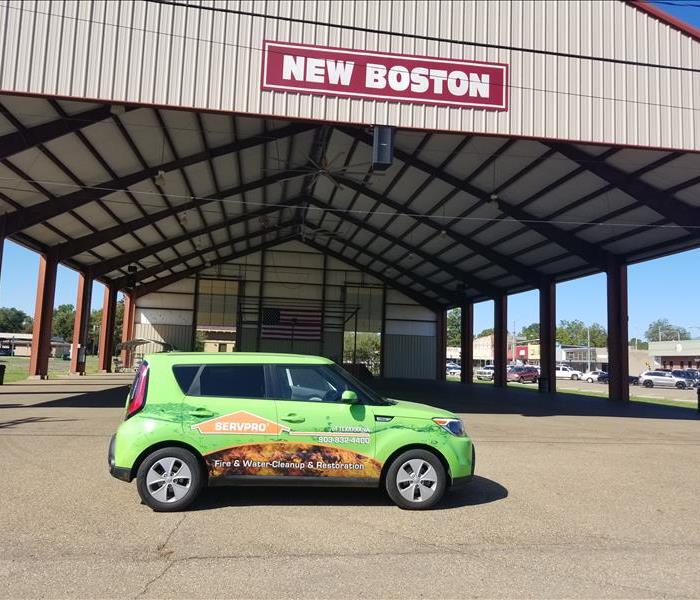 SERVPRO of Texarkana's car parked in downtown New Boston